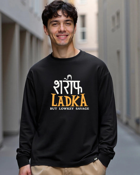 Men's Jet Black "Always Late" Typography Oversized T-Shirt